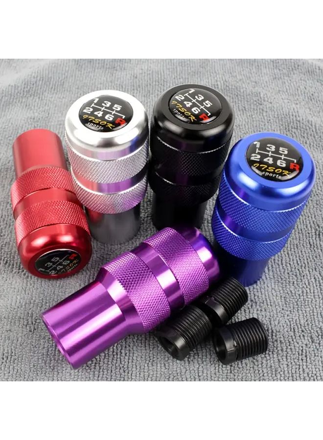Silvery Aluminum 6 Speed Manual Gear Shift Knob With 3 Adapters Fits Most Cars - Image 1